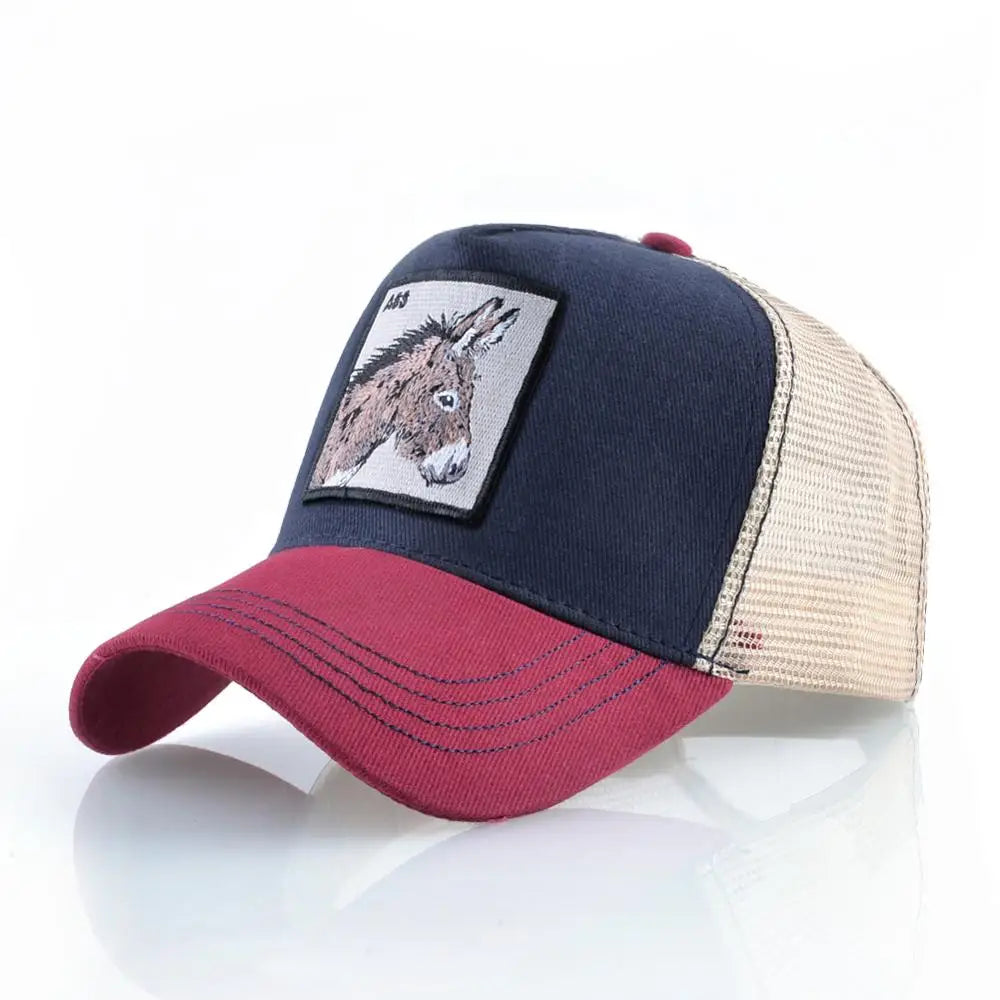 Men's Snapback Caps Summer Breathable Baseball Cap Women Cool Streetwear Wolf Embroidery Trucker Bones Unisex Hip Hop Hats Male