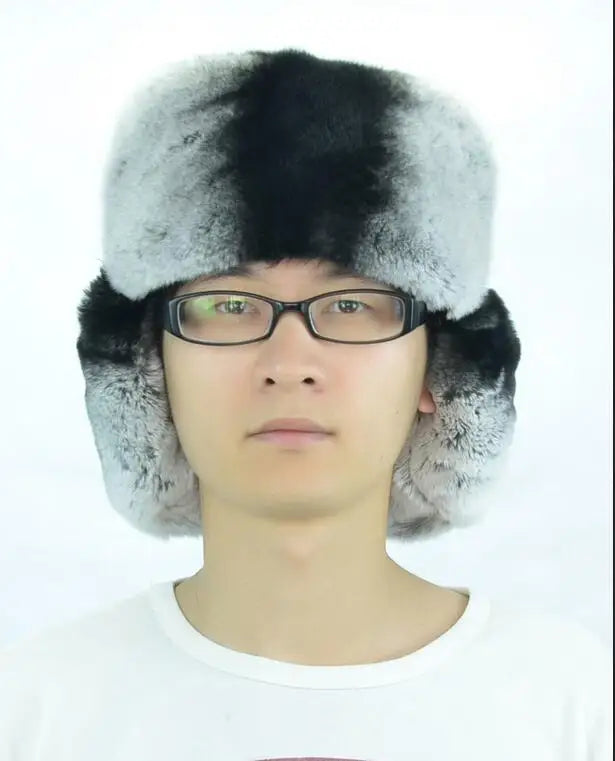 Mens Winter Hats Ear Flaps Russian Real Fur Hat