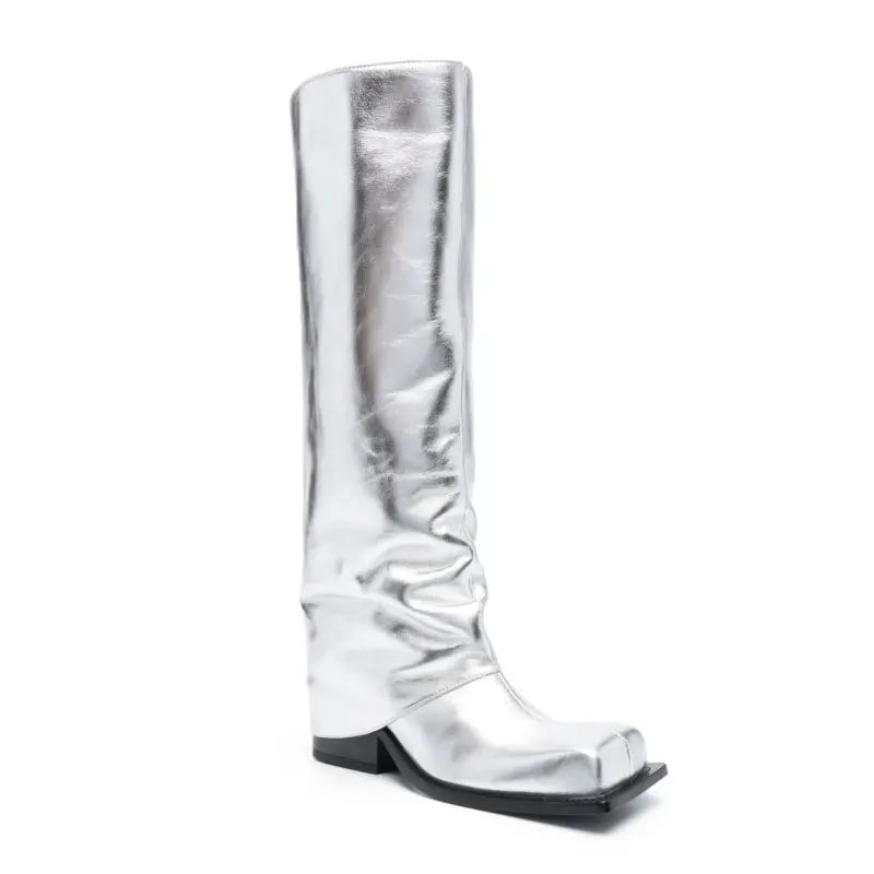 Baddie Barrel Boot - Silver