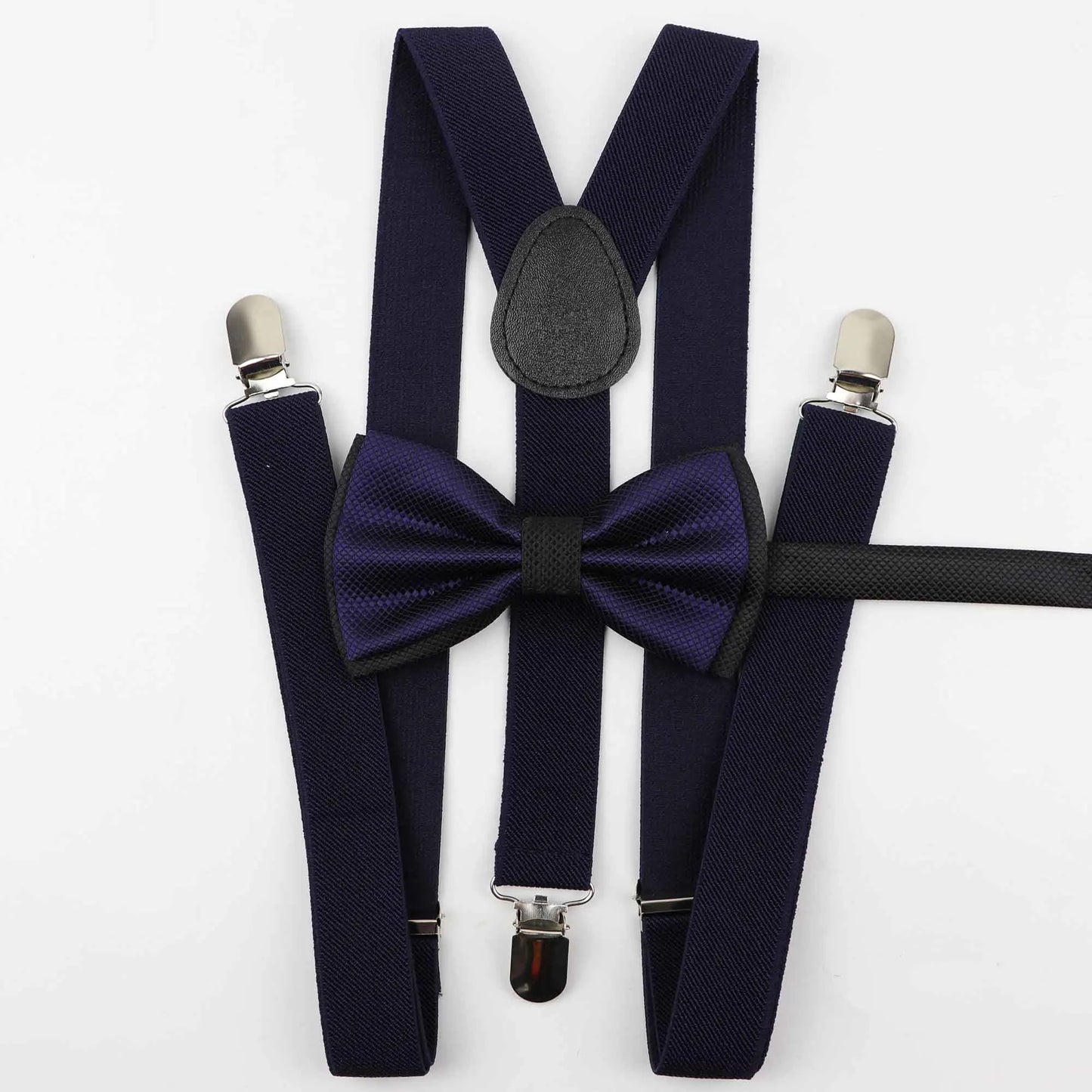 Solid Color Man's Belt Bowtie Set Men Women Suspenders Polyester Y-Back Braces Two Colors Bow Tie Adjustable Elastic