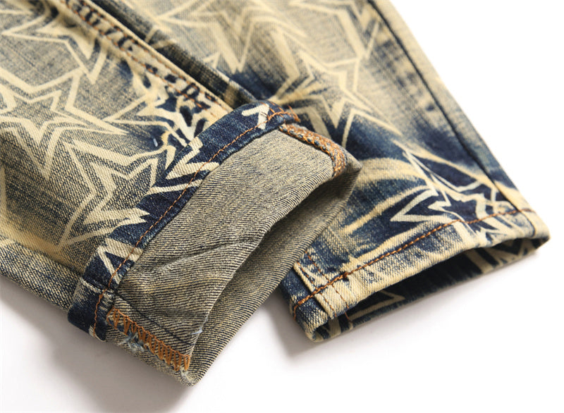 Men Jeans Pants Vintage Shredded Jeans Pant