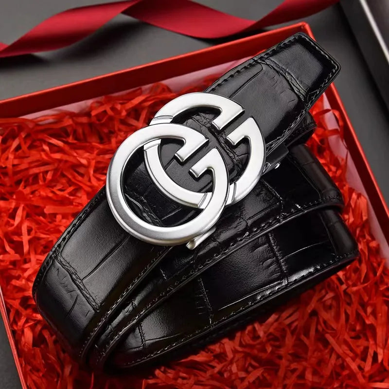 Custom Metal Buckle Gg Genuine Leather Belt for Men Big Designer Brand  G Classic Design Black Belt