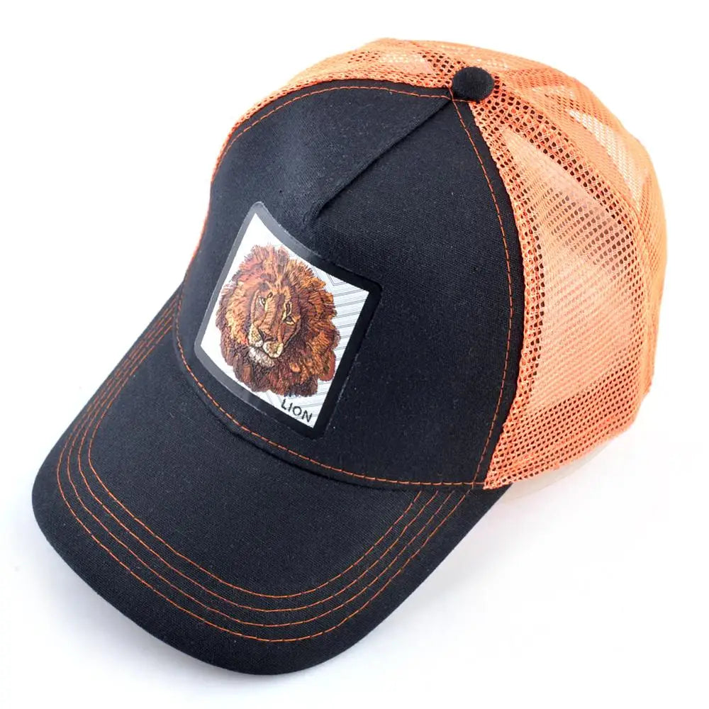 Breathable Mesh Baseball Cap Men Women Fashion Trucker Caps Snapback Hip Hop Baseball Hat With Lion Patck Streetwear Visor Hats