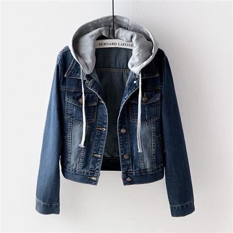 Casual Blue Plus Size Jean Ladies Hoodie Denim