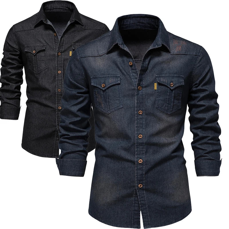 Long Sleeve Denim Jeans Shirt for Men