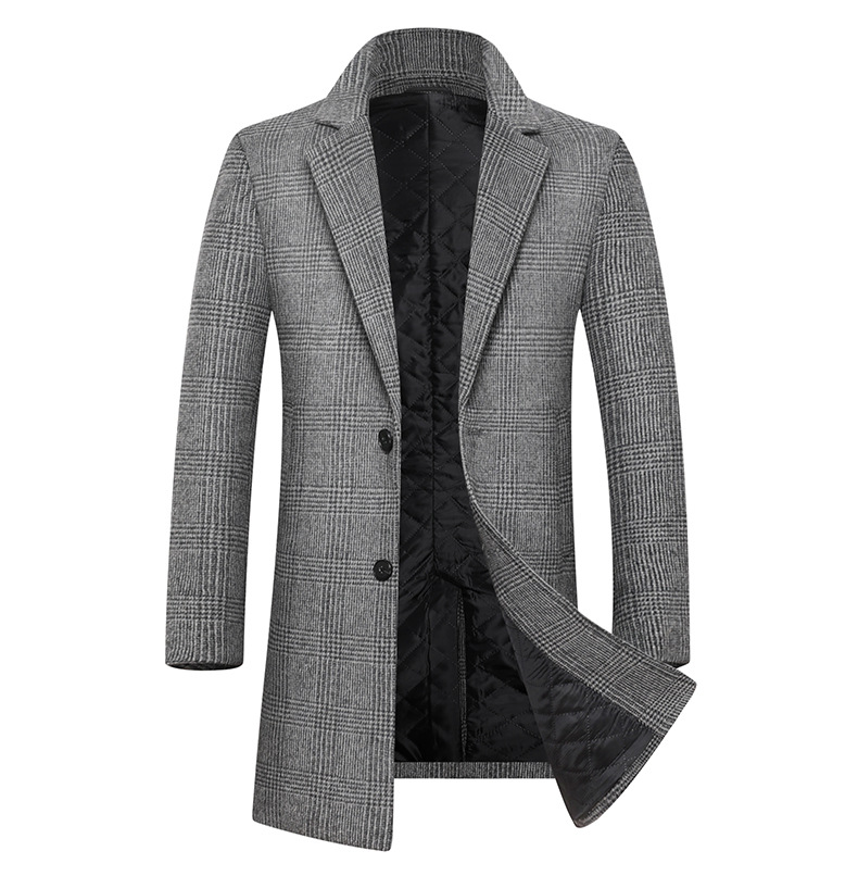 Plaid Single Breasted Jackets Men's Wool Coats