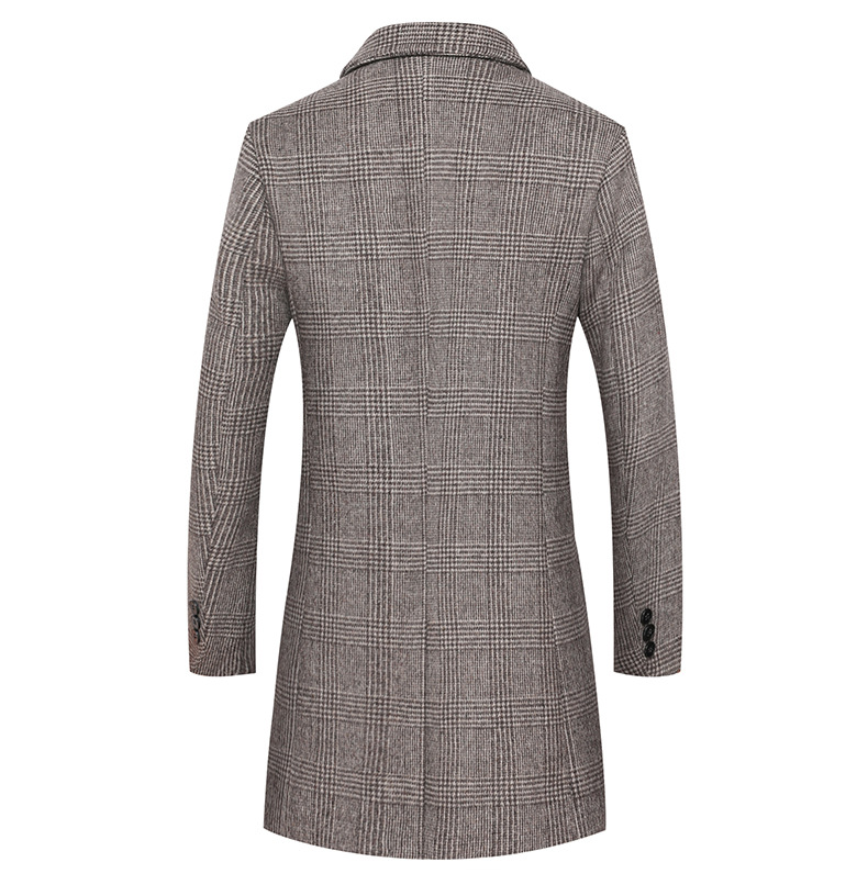 Plaid Single Breasted Jackets Men's Wool Coats