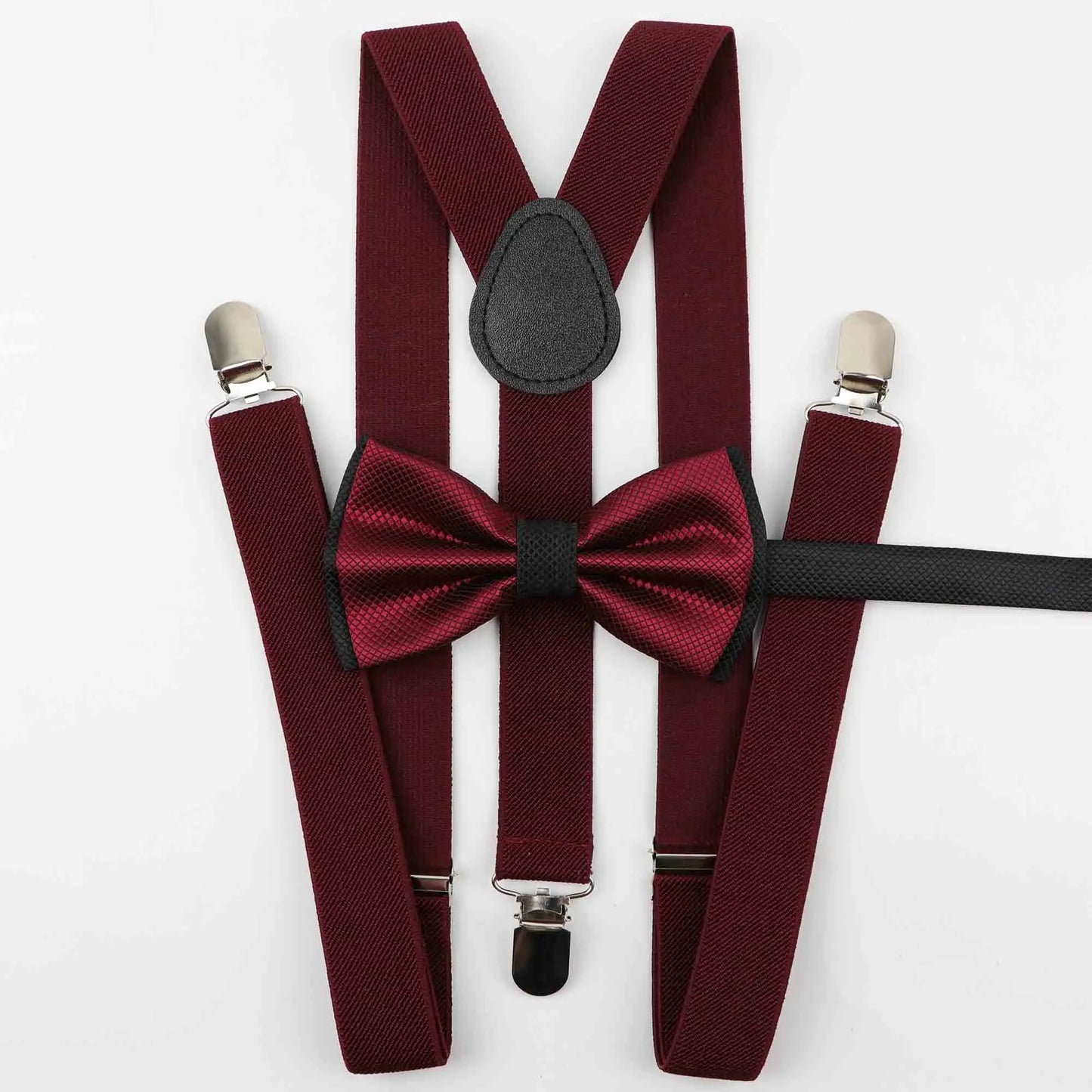 Solid Color Man's Belt Bowtie Set Men Women Suspenders Polyester Y-Back Braces Two Colors Bow Tie Adjustable Elastic