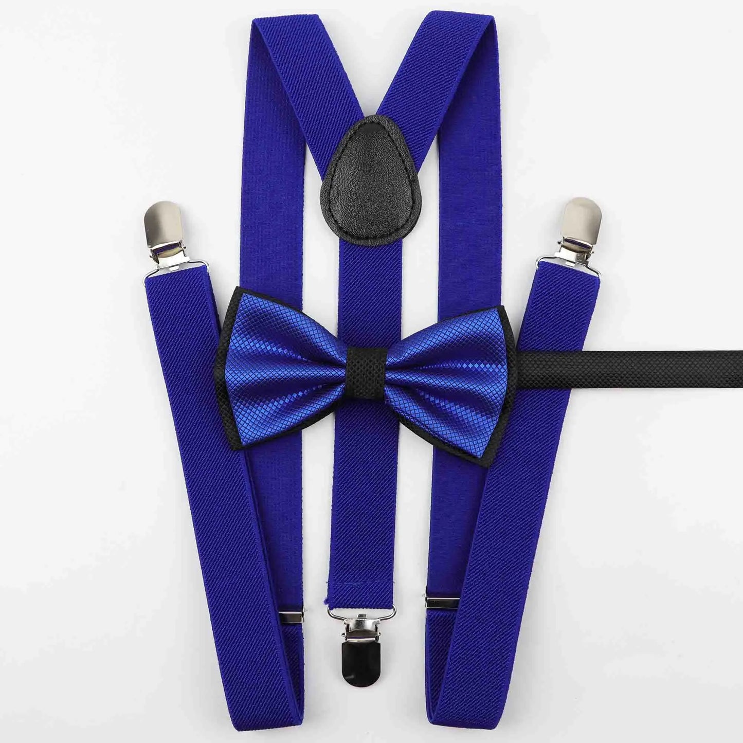 Solid Color Man's Belt Bowtie Set Men Women Suspenders Polyester Y-Back Braces Two Colors Bow Tie Adjustable Elastic