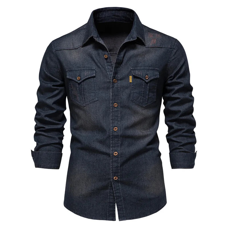 Long Sleeve Denim Jeans Shirt for Men