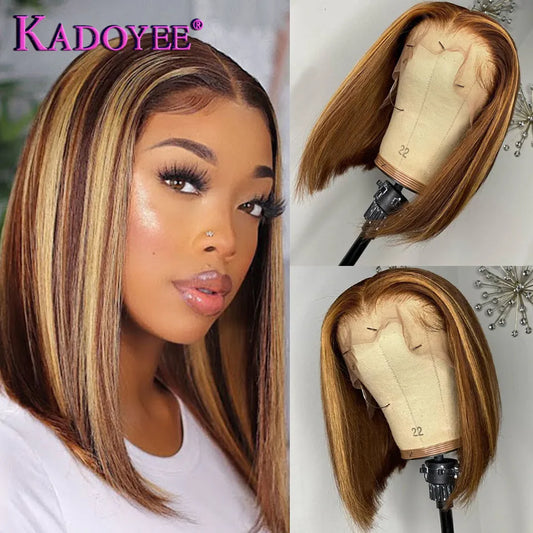 13x4 Straight Lace Front Wigs Human Hair Short Bob Wigs Highlight Wig Human Hair Brazilian Bob Wig Human Hair Lace Frontal Wig