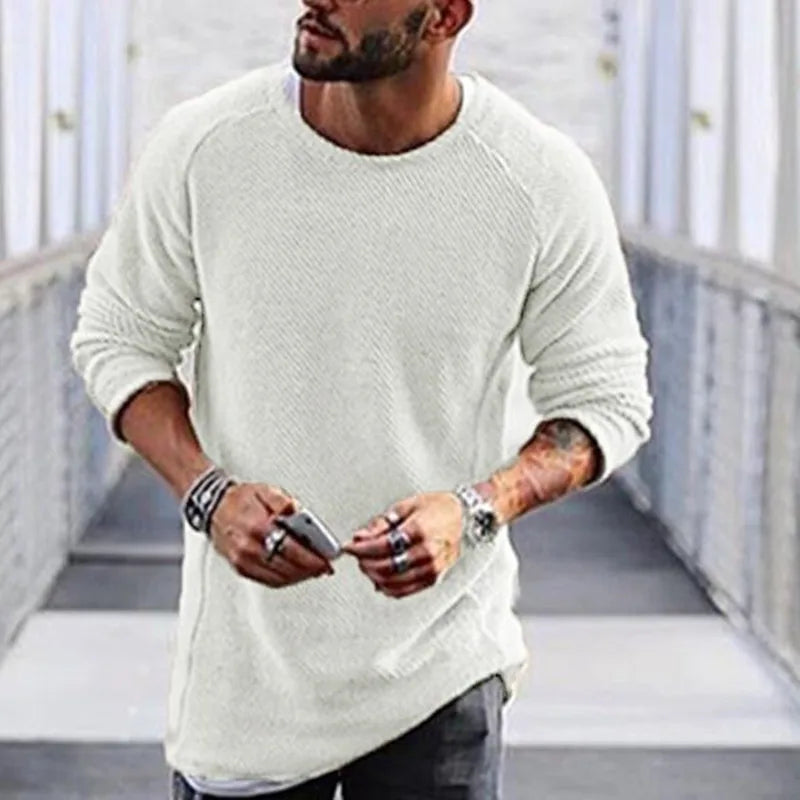 Autumn Casual Solid O Neck Sweater Men Pullover Sweaters Casual Jumper Male Knitted