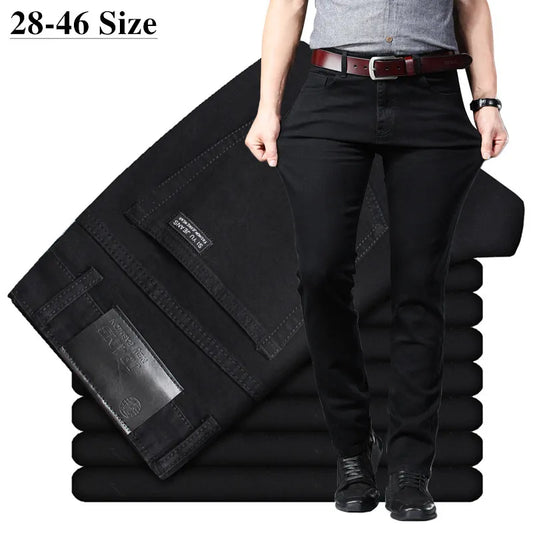 Men's Classic Black Jeans Elastic Slim Fit Denim Jean