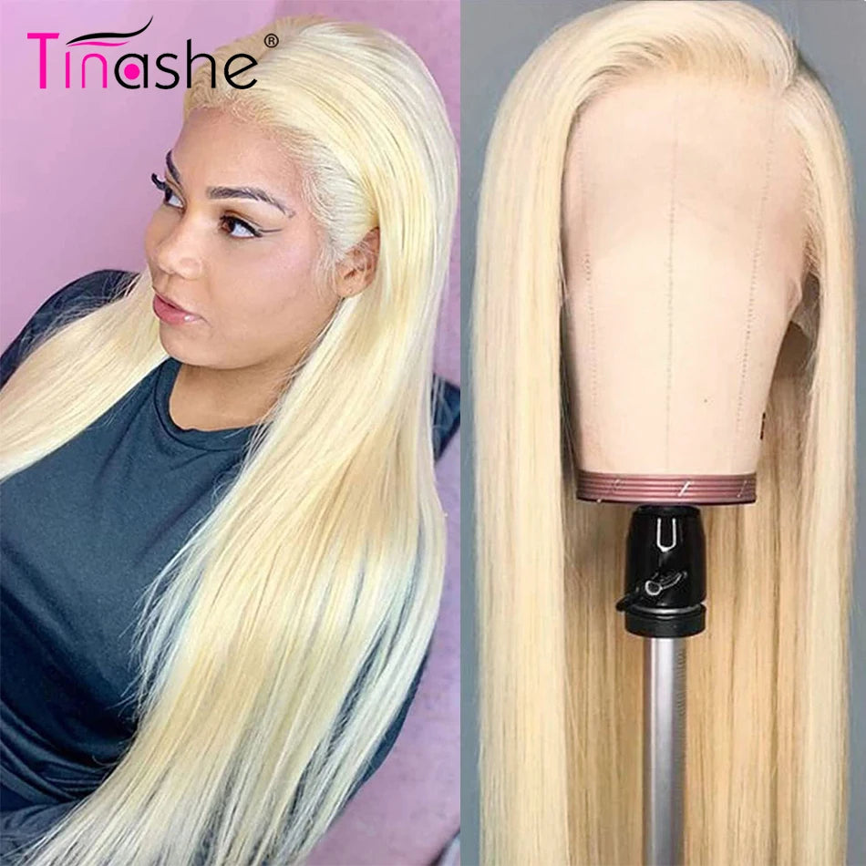 Tinashe Blonde Lace Front Wig Human Hair Remy Blonde Wig Straight Human Hair Wigs HD Transparent Lace Wigs 613 Lace Frontal Wig