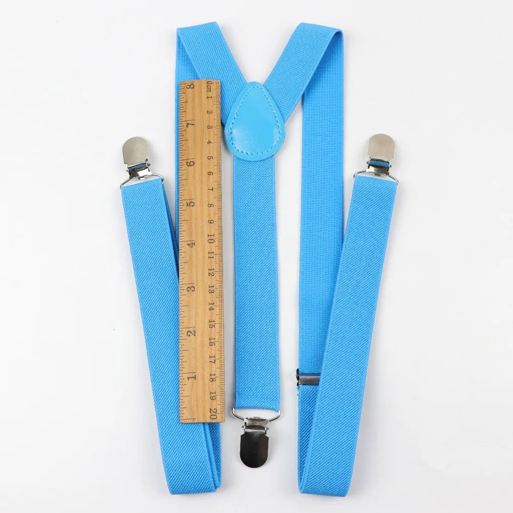 Solid Color Man's Belt Bowtie Set Men Women Suspenders Polyester Y-Back Braces Two Colors Bow Tie Adjustable Elastic