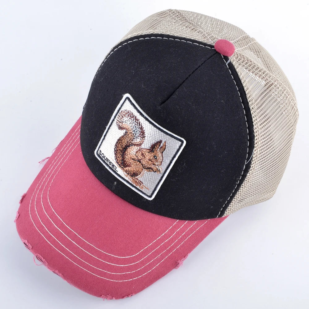 Summer Breathable Mesh Casquette Squirrel Embroidery Patch Baseball Caps Men Women Snapback Drake Bone Masculino Trucker Cap