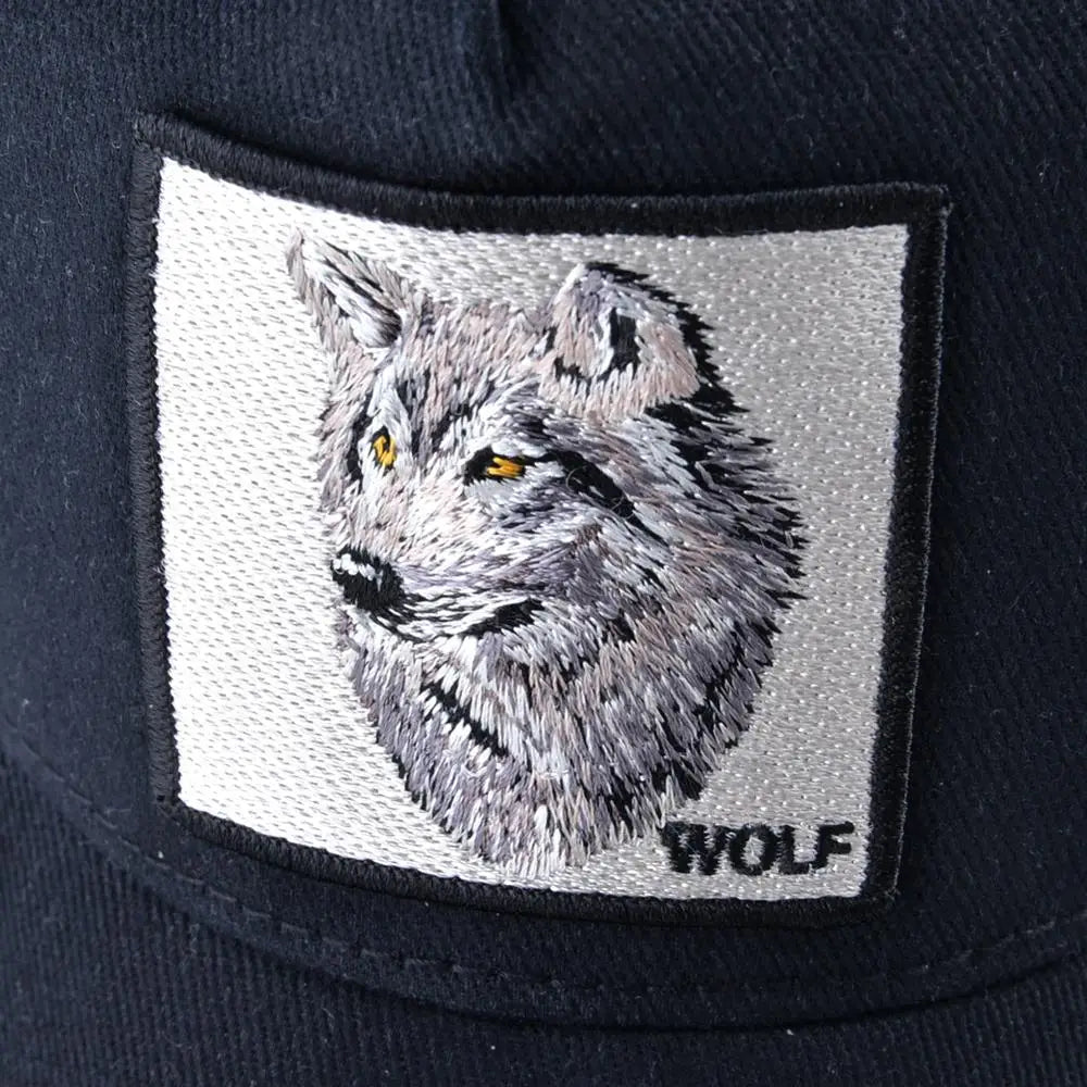 Men's Snapback Caps Summer Breathable Baseball Cap Women Cool Streetwear Wolf Embroidery Trucker Bones Unisex Hip Hop Hats Male