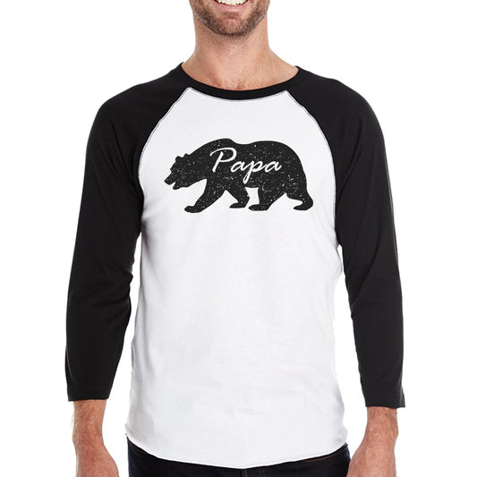 Papa Mama Baby Bears Mens Black And White Baseball