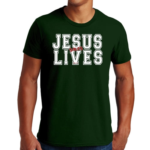 Mens Graphic T-shirt Jesus Saves Lives White Red Illustration