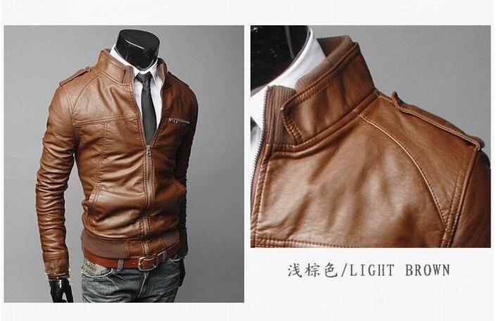 Mens PU Leather Jacket Fashion Coats for Male Business Wear Clothing