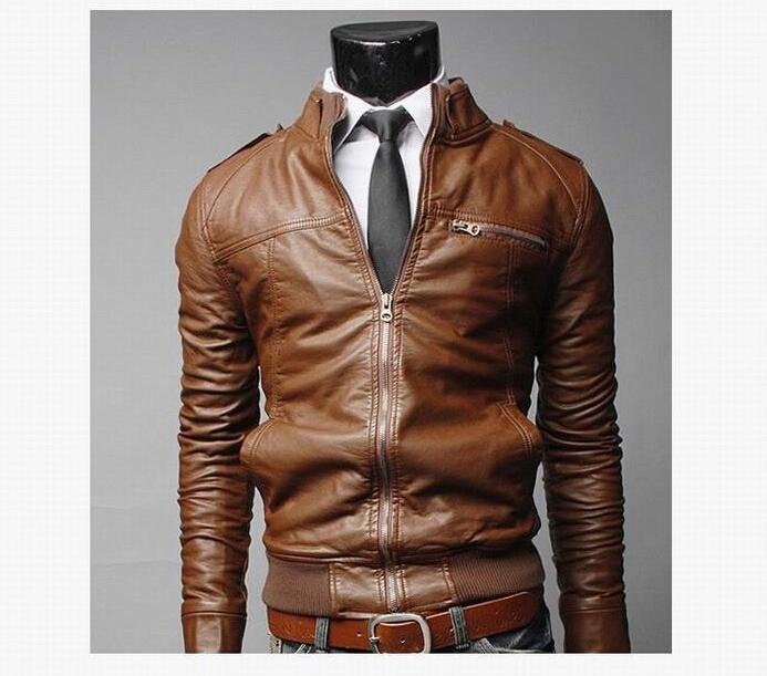 Mens PU Leather Jacket Fashion Coats for Male Business Wear Clothing